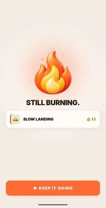 A routine's streak saved by a streak freeze: Still burning.